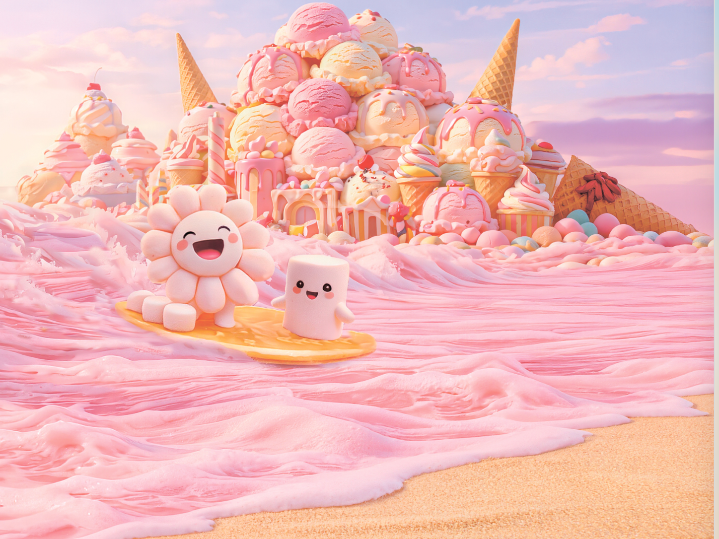 Whimsical pink ice cream world for National Ice Cream Day activities