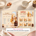 Cookie’s Chocolate Cupcakes recipe and illustrated baking steps inside the Sweetland activity book.