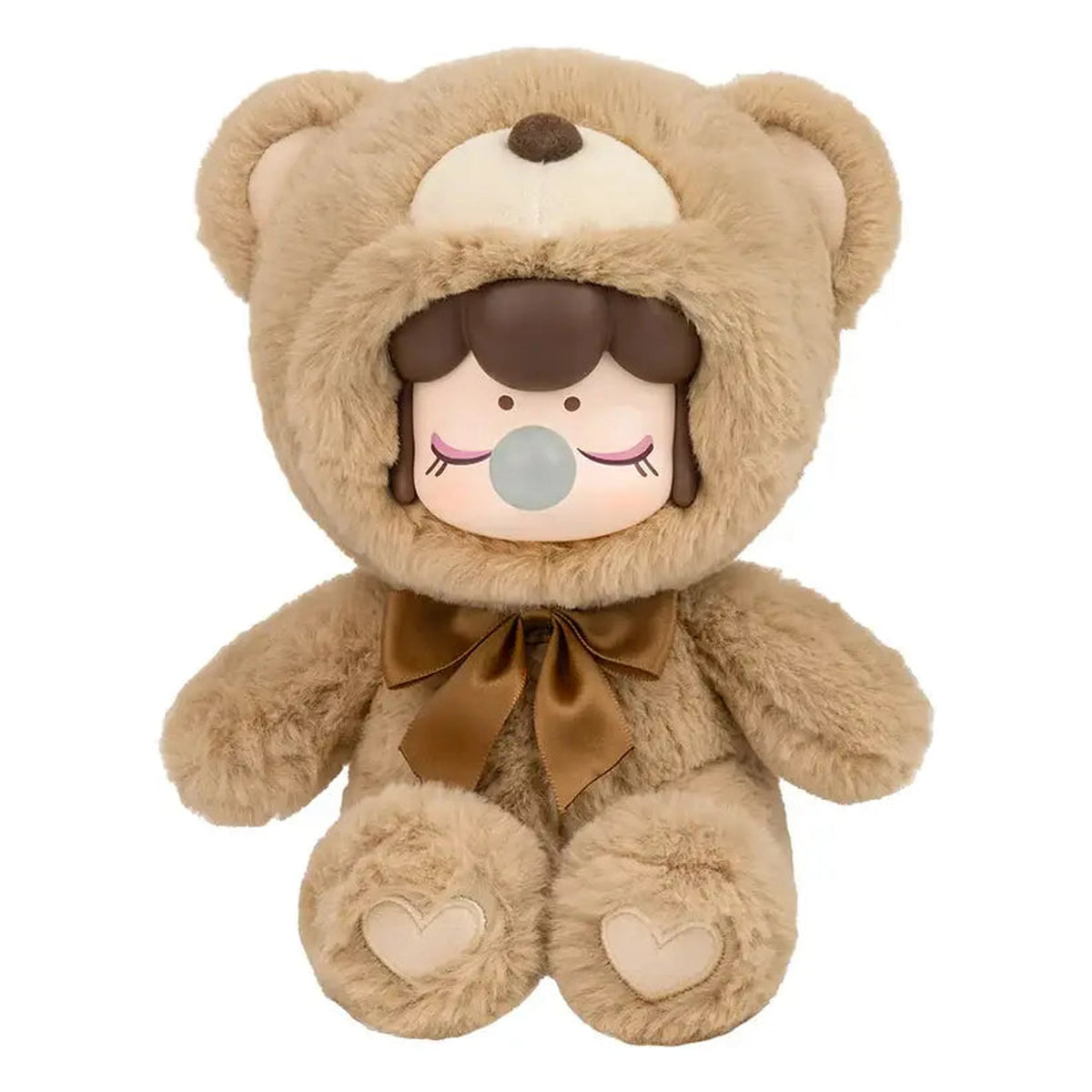 Brown Rolife Nanci Chocolate Cutie Bears plush doll with a matching ribbon bow on white.