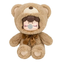 Brown Rolife Nanci Chocolate Cutie Bears plush doll with a matching ribbon bow on white.