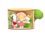 Pink-dressed Rolife Nanci Tree House Party blind box figure with mirror, roses and a white animal companion