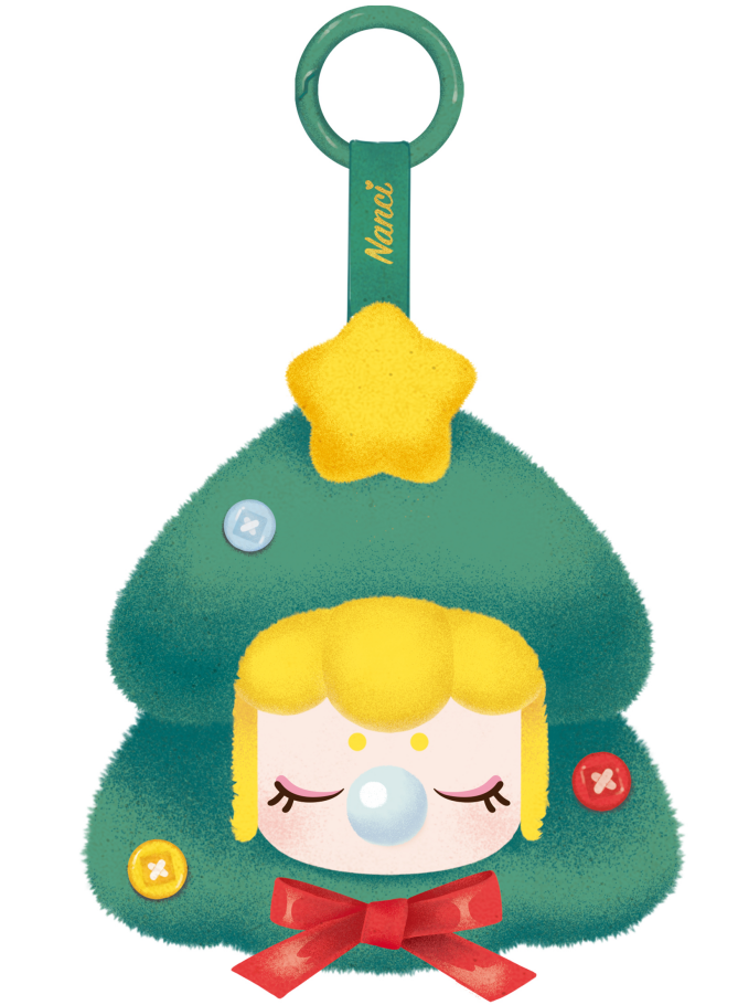 Rolife Nanci's Christmas Gift PZC13 Christmas tree plush pendant with yellow star, green hanging ring and red bow