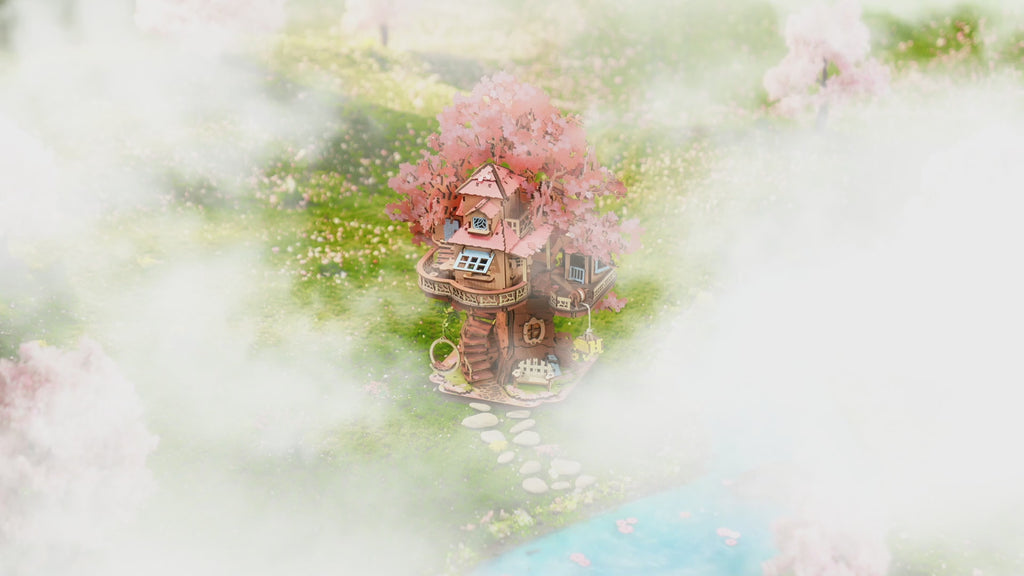 Official Rolife Sakura Tree House TGS04 product video showing the cherry-blossom treehouse and assembly details.